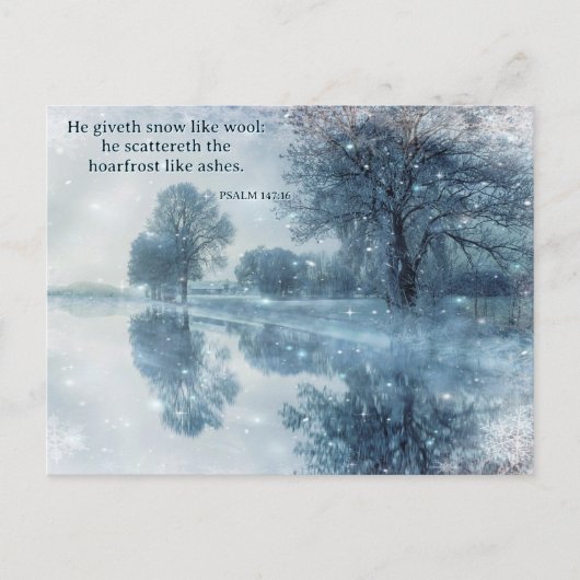 詩篇の雪の木の池の凍っていクリスマス シーズンポストカード (正面)