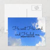 詩篇クリスチャンの癒しの肯定彼は彼を送った ポストカード (正面/裏面)