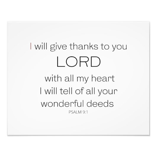 詩篇与え九感謝していよ、主よ。 フォトプリント            (正面)