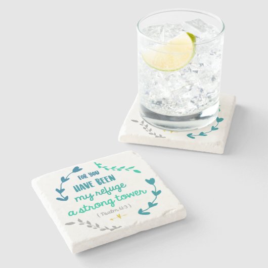 詩篇強い塔のキリスト教聖書の一節のリース ストーンコースター (横)