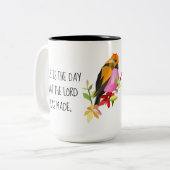 詩篇色彩の鮮やか118:24節から詩の鳥 コーヒーマグカップ (正面左)