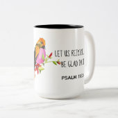 詩篇色彩の鮮やか118:24節から詩の鳥 コーヒーマグカップ (正面右)