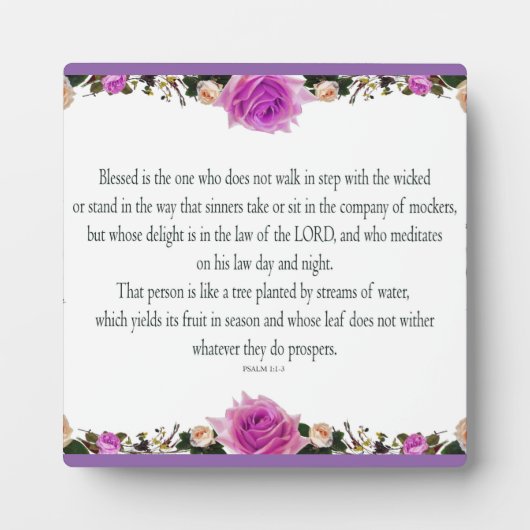 詩篇1アート – 賛美正義とフローラデザイン フォトプラーク (正面)