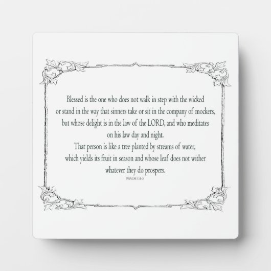 詩篇1アート – 賛美正義とフローラデザイン フォトプラーク (正面)