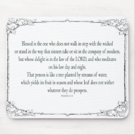 詩篇1アート – 賛美正義とフローラデザイン マウスパッド