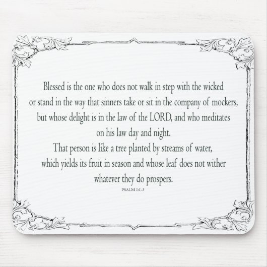 詩篇1アート – 賛美正義とフローラデザイン マウスパッド (正面)