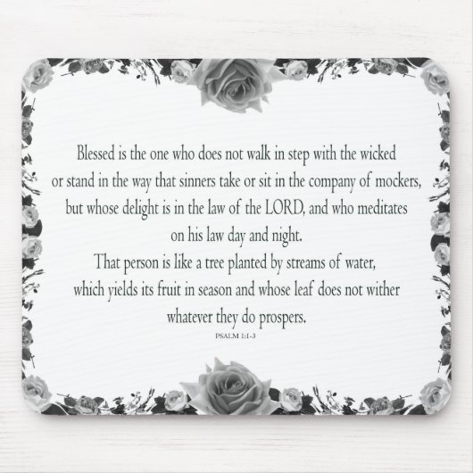 詩篇1アート – 賛美正義とフローラデザイン マウスパッド (正面)