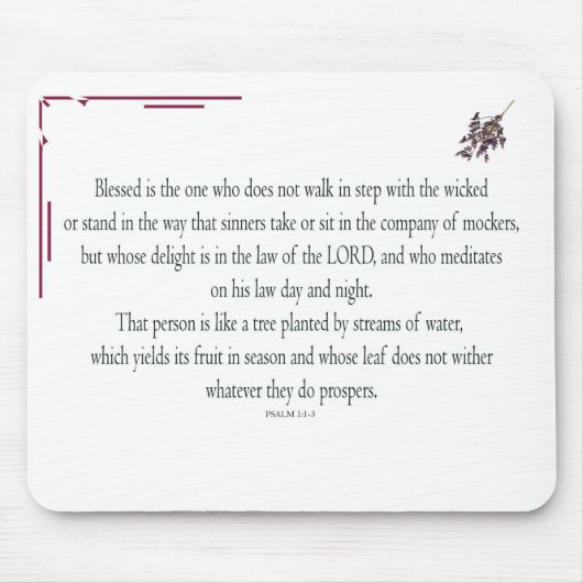 詩篇1アート – 賛美正義とフローラデザイン マウスパッド (正面)