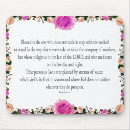 詩篇1アート – 賛美正義とフローラデザイン マウスパッド