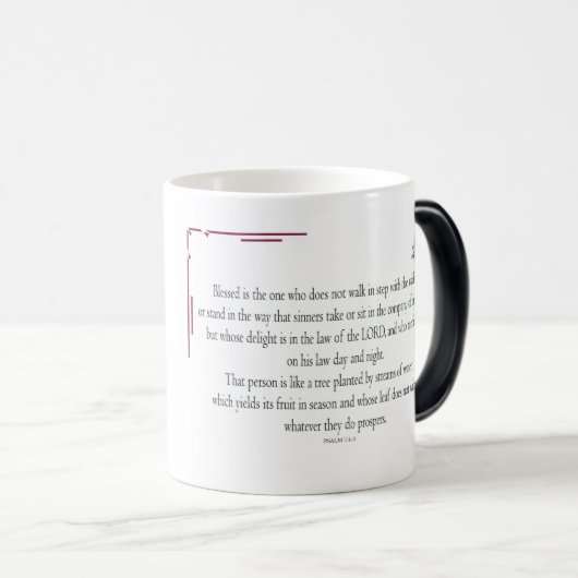 詩篇1アート – 賛美正義とフローラデザイン モーフィングマグカップ (正面右)