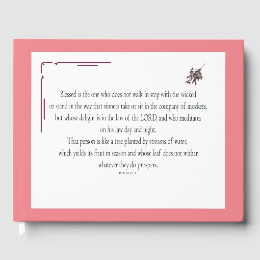 詩篇1章1節から3節ま賛美で、だれが ゲストブック (正面)