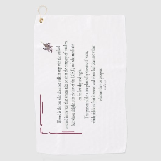 詩篇1章1節から3節ま賛美で、だれが ゴルフタオル (正面)