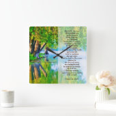 詩篇1章1-3節は賛美キリスト教の人である スクエア壁時計 (ホーム)