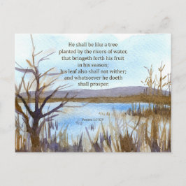 詩篇1節 聖書の詩句 砂漠の湖 山 ポストカード