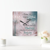 詩篇100:1-2主に喜ばしい音を立てる スクエア壁時計 (ホーム)