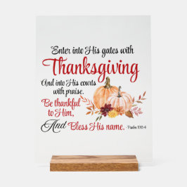 詩篇100:4感謝祭とともに彼の門に入る アクリルサイン