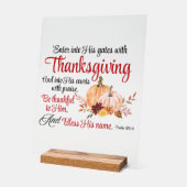 詩篇100:4感謝祭とともに彼の門に入る アクリルサイン (傾斜)