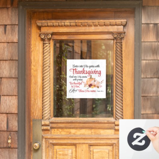 詩篇100:4感謝祭とともに彼の門に入る ウィンドウサイン (ホームデコレーション)