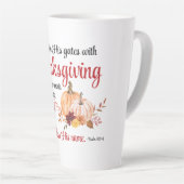 詩篇100:4感謝祭とともに彼の門に入る カフェラテマグ (右アングル)