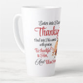 詩篇100:4感謝祭とともに彼の門に入る カフェラテマグ (左アングル)