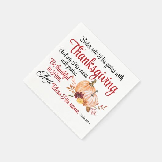 詩篇100:4感謝祭とともに彼の門に入る スタンダードカクテルナプキン (角)