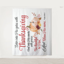 詩篇100:4感謝祭とともに彼の門に入る タペストリー