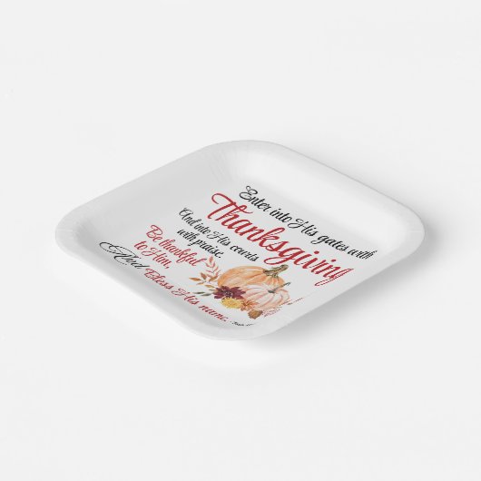 詩篇100:4感謝祭とともに彼の門に入る ペーパープレート (傾斜あり)