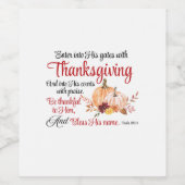 詩篇100:4感謝祭とともに彼の門に入る ワインラベル (シングルラベル)