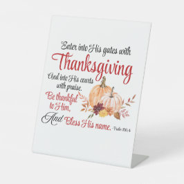 詩篇100:4感謝祭とともに彼の門に入る 台座サイン