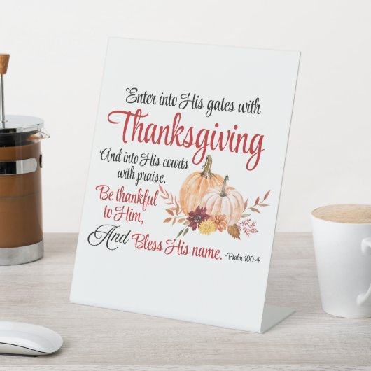 詩篇100:4感謝祭とともに彼の門に入る 台座サイン (インサイチュ)