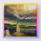 詩篇100:5キリスト教信仰祈りの言葉 スクエア壁時計 (正面)