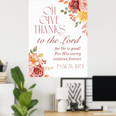 詩篇107与え感謝してい107年の主フローラ秋 ポスター (ホームオフィス)