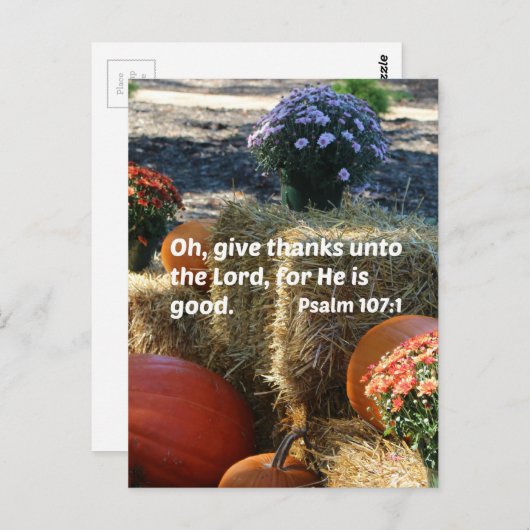詩篇107:1ああ与えお感謝してい主に… ポストカード (正面/裏面)