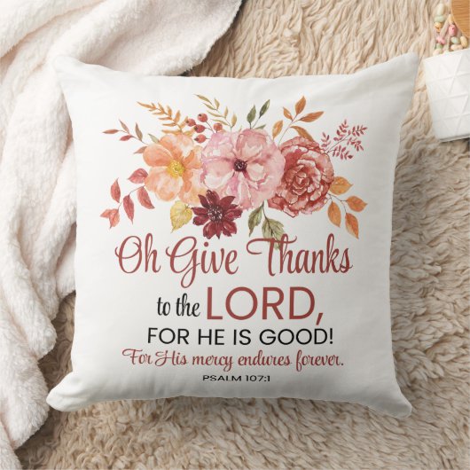 詩篇107:1ああ与えお感謝してい主フローラ秋へ クッション (ブランケット)