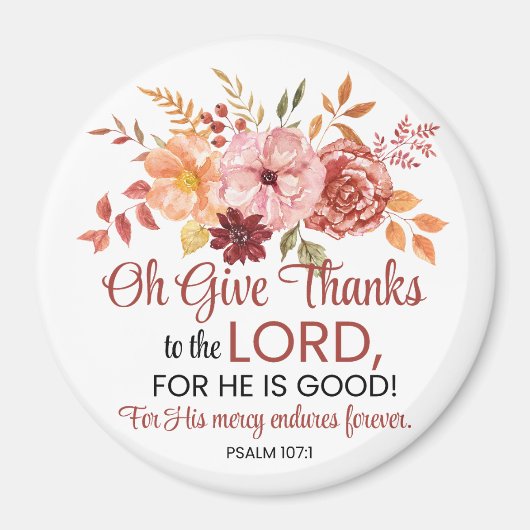 詩篇107:1ああ与えお感謝してい主フローラ秋へ マグネット (正面)