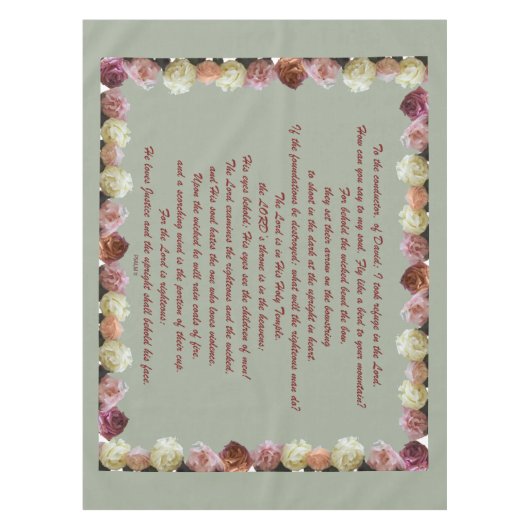 詩篇11聖なる書物、 経典アート – 主への信頼 テーブルクロス (正面)