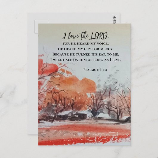 詩篇116 1-2私は主の聖書の聖句を愛している ポストカード (正面/裏面)