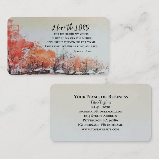 詩篇116 1-2私は主の聖書の聖句を愛している 名刺 (正面/裏面)