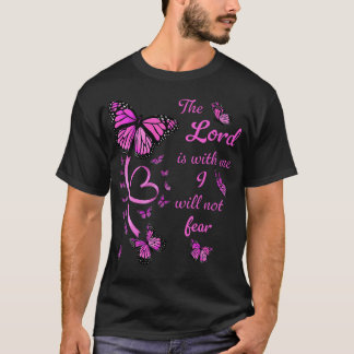 詩篇118篇6節 桃色蝶々 主は私と共におられる Tシャツ