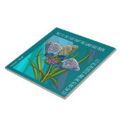 詩篇118:24から花の蝶と詩 タイル (側面)