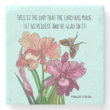 詩篇118:24から詩を持つ虹彩と蝶