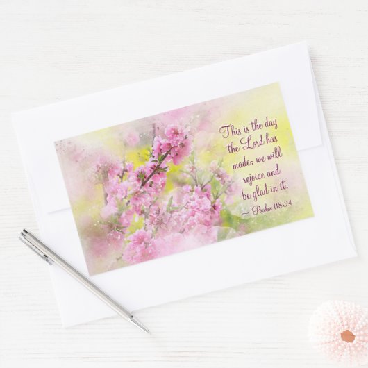 詩篇118:24この日は主の成した日である 長方形シール (封筒)