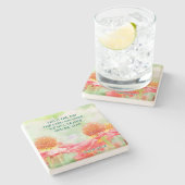 詩篇118:24この日は水彩花 ストーンコースター (横)