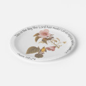 詩篇118:24と翼を持つ黄色いウグイスの鳥 ペーパープレート (アングル)