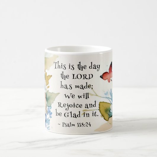 詩篇118:24主が聖書をつくった日 コーヒーマグカップ (中央)