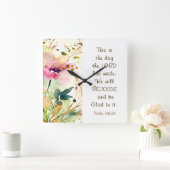 詩篇118:24主が聖書をつくった日 スクエア壁時計 (ホーム)