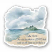 詩篇118:24 これは主が造られた日 曇り空のビーチシーン シール (正面)