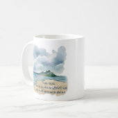 詩篇118:24 喜びの日 曇ったビーチの風景 コーヒーマグカップ (正面左)