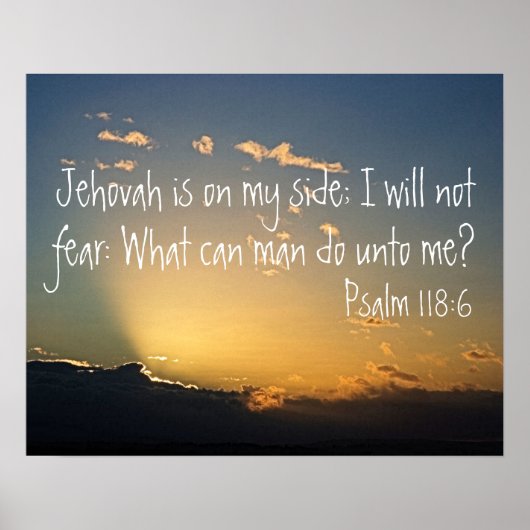 詩篇118:6保護のための聖書の詩と夕日 ポスター (正面)