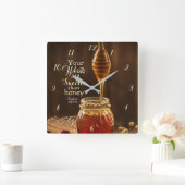 詩篇119:103あなたの言葉は蜂蜜よりも甘い スクエア壁時計 (ホーム)